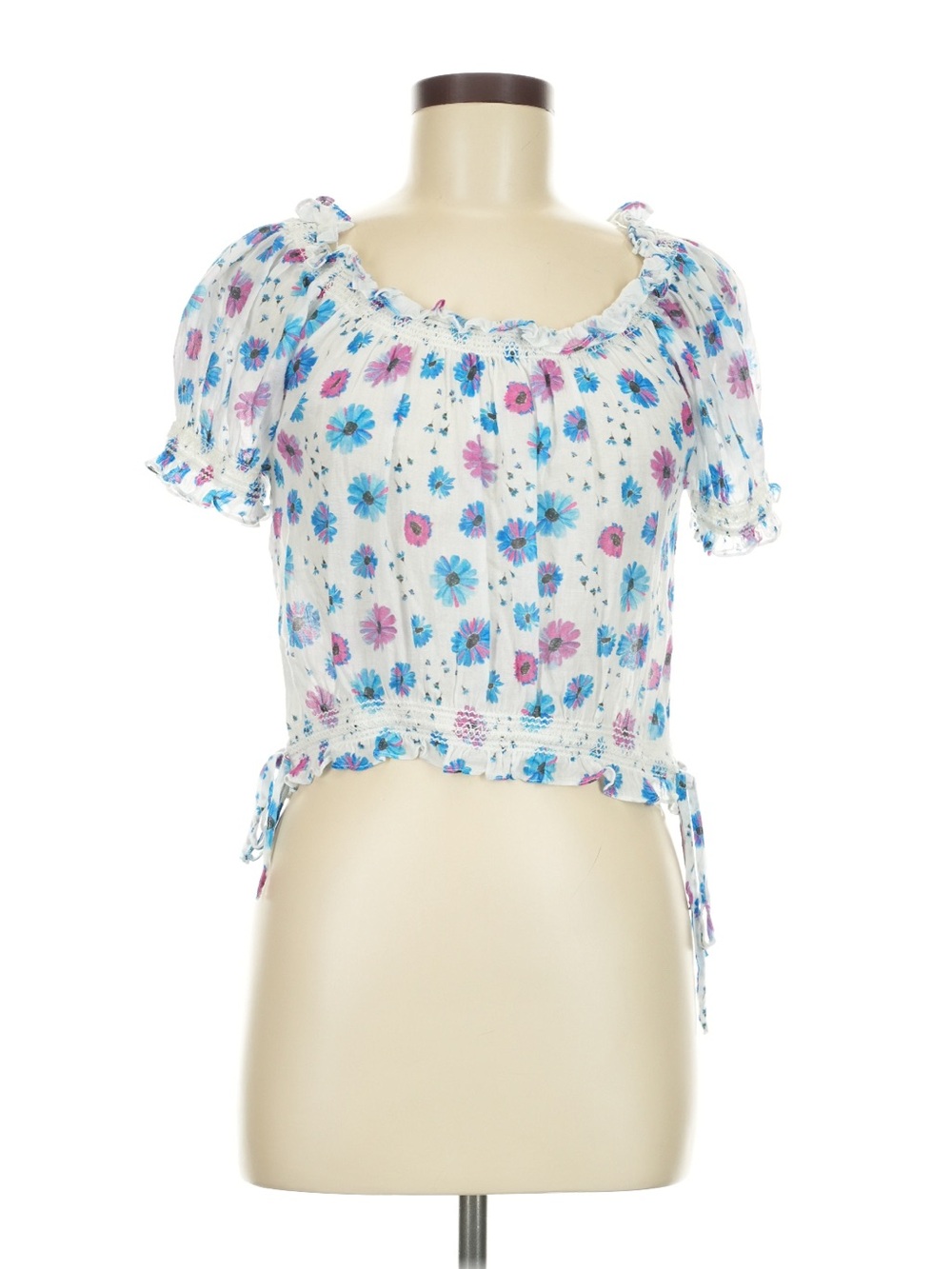 LoveShackFancy Rosalinda crop top floral puff sleeves
